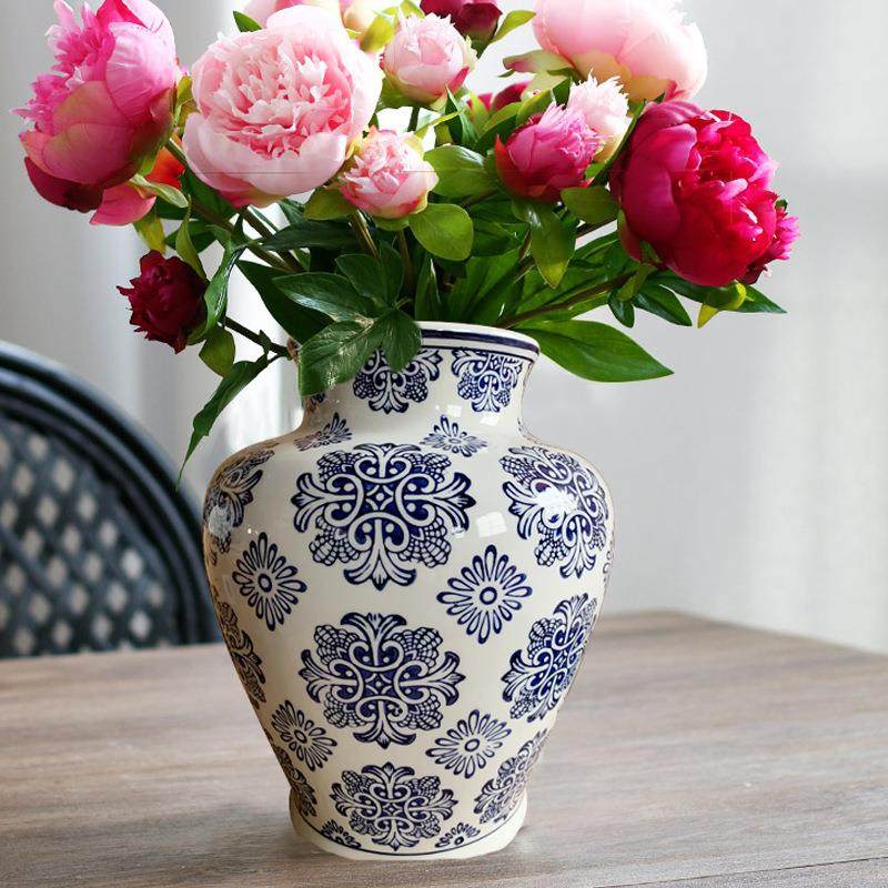 可插花陶瓷青花瓷复古花瓶插花仿古中式客厅办公室博古架装饰摆件,橡塑材料及制品,工业陶瓷,淘宝优惠券,粉丝福利购,淘宝优惠卷