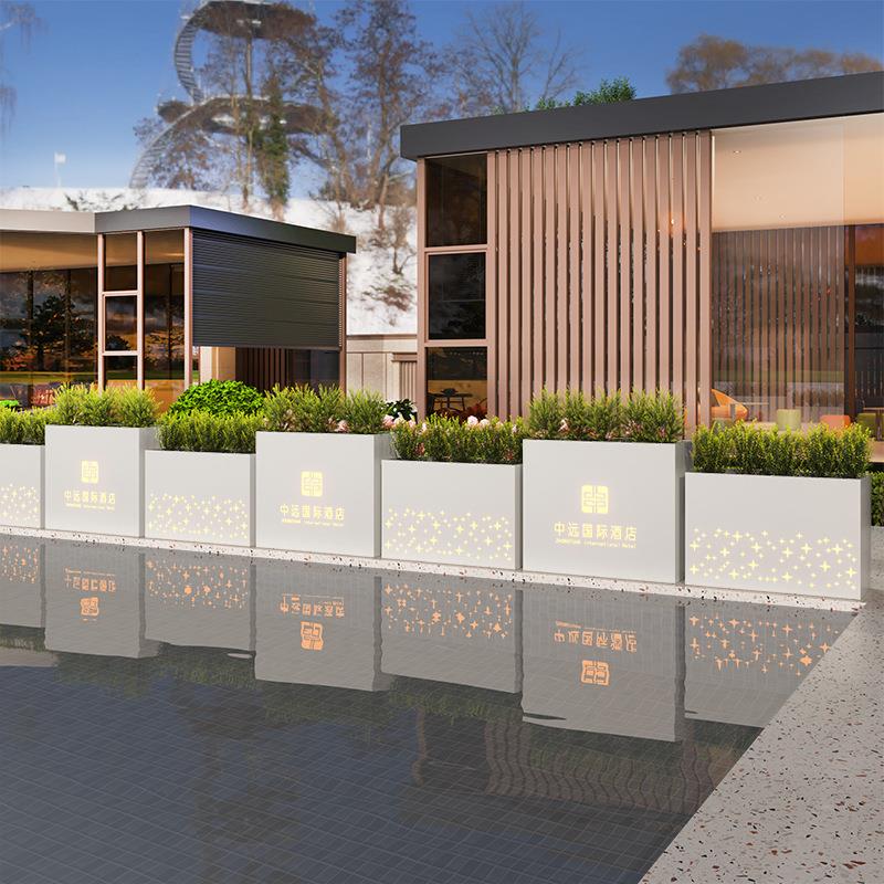 花坛花槽隔断花池花钵围栏售楼部铁艺带灯商业街铁艺户外组合花箱