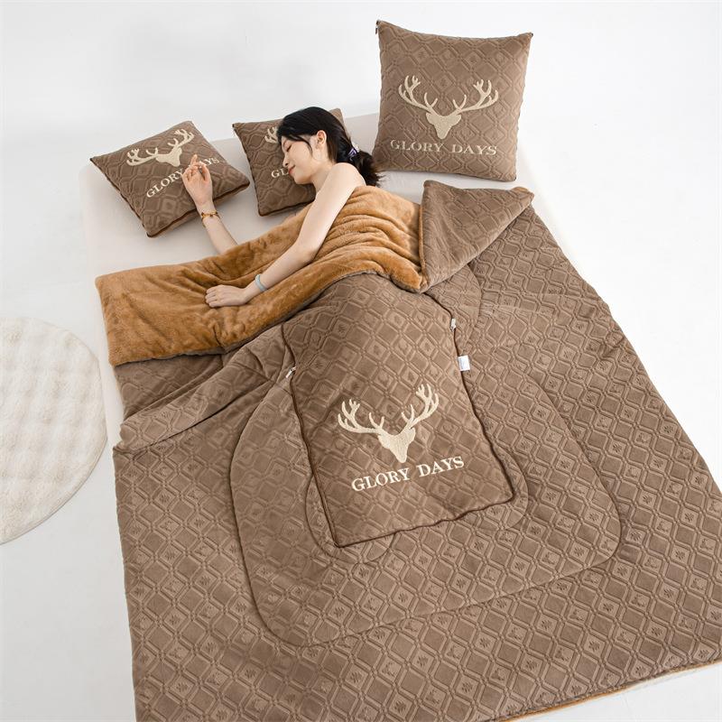 抱枕被子两用加厚多功能汽车载办公室午睡枕头二合一靠枕空调被子