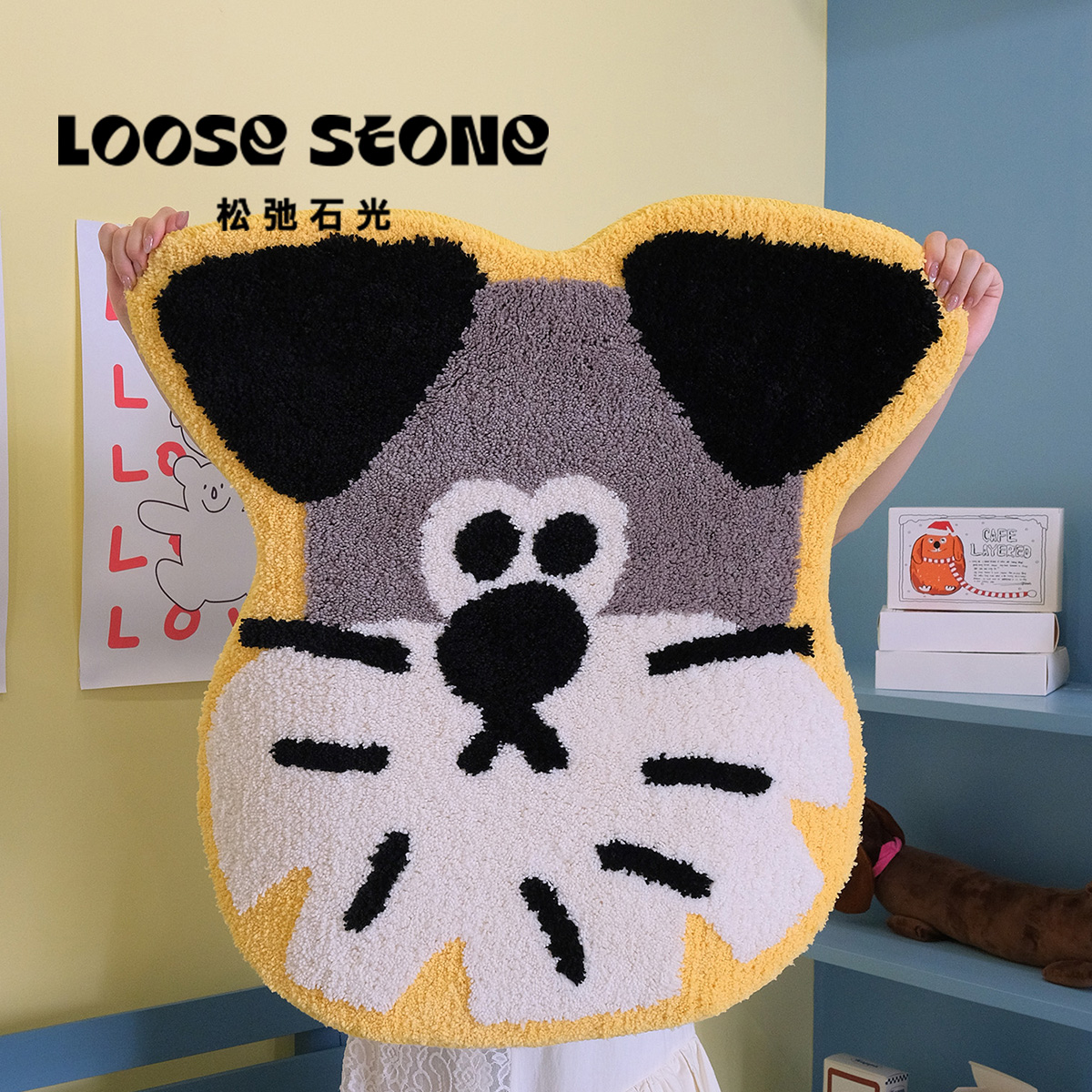 可爱猫咪异形多巴胺风地毯卧室植绒沙发毯儿童毯房间防滑床边毯