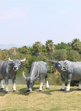 大型玻璃钢仿真水牛摆件户外动物雕塑园林景观草坪公园景观工艺品