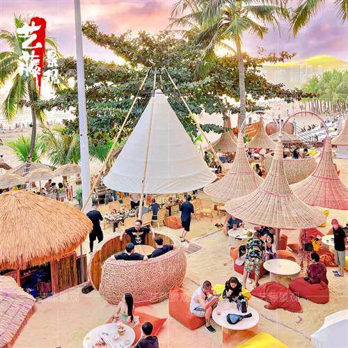 鸟巢卡座景区藤编鸟巢民宿打卡创意鸟窝户外茅草伞藤编喇叭伞