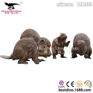 仿真河狸仿真动物模型公园景区展览参观商场动物园互动高引流产品