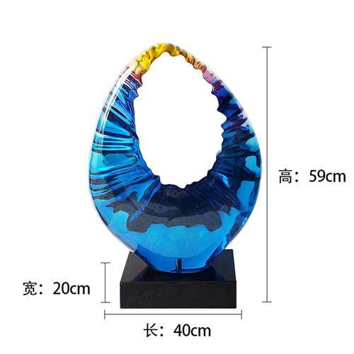 酒店大厅会所透明抽象雕塑落地摆件家居玄关摆件高级感艺术装饰品