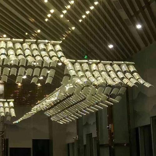 创意个性瓦片玻璃水晶大型吊灯售楼部大厅堂沙盘酒店装饰工程灯具