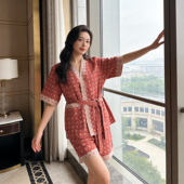 汗蒸服纯棉浴服双层纱提花按摩桑拿服情侣酒店浴衣理疗服养生衣服