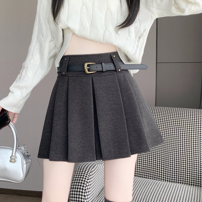 秋冬毛呢百褶裙新款jk裙
