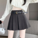 灰色毛呢百褶裙女2025秋冬新款 半身jk裙加厚裙子高腰a字短裙半裙