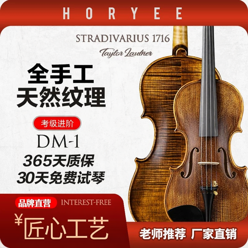 鸿莺小提琴手工实木天然花纹虎纹独板高档小提琴成人儿童考级演奏