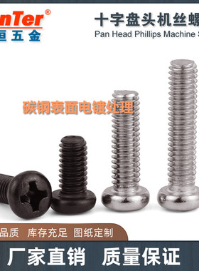 M2 M2.5 碳钢镀镍黑锌PM十字盘头圆头机丝螺钉国标圆形机牙螺丝