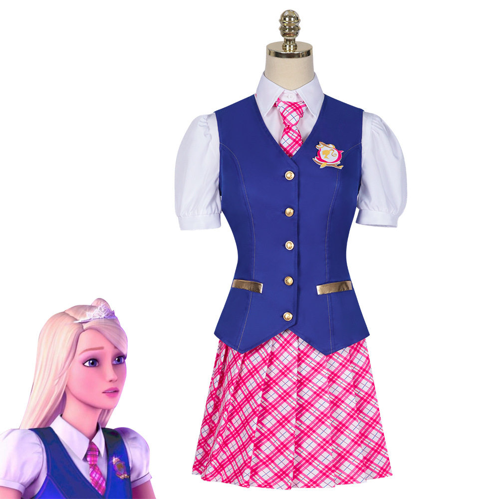 电影芭比cos服公主学院校服德兰西barbie连衣裙紧身裤cosplay服装