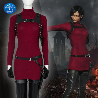 漫路云霄生化危机4重置版艾达王同款红色cos服黑长靴cosplay0597