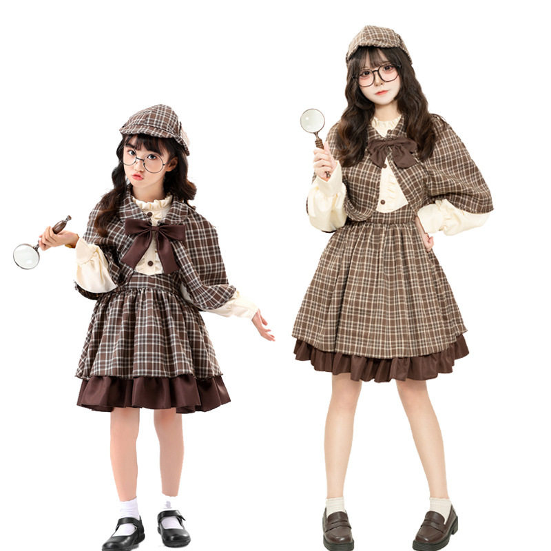 万圣节夏洛克cosplay福尔摩斯亲子英伦侦探成人女儿童角色演出服