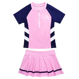 儿童泳衣女童2025新款 女孩洋气分体裙游泳衣中大童泡温泉游泳套装