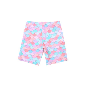 速干泳衣套装 防晒鱼鳞短裤 长袖 儿童泳衣女生泳衣美人鱼分体套装