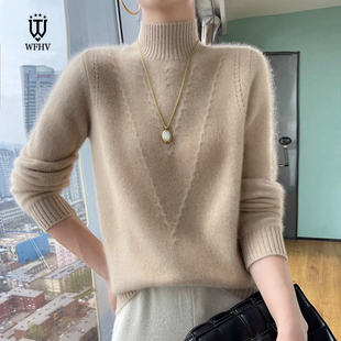 保暖高端毛衣长袖 半高领山羊绒衫 打底衫 加厚针织衫 女2025秋冬新款