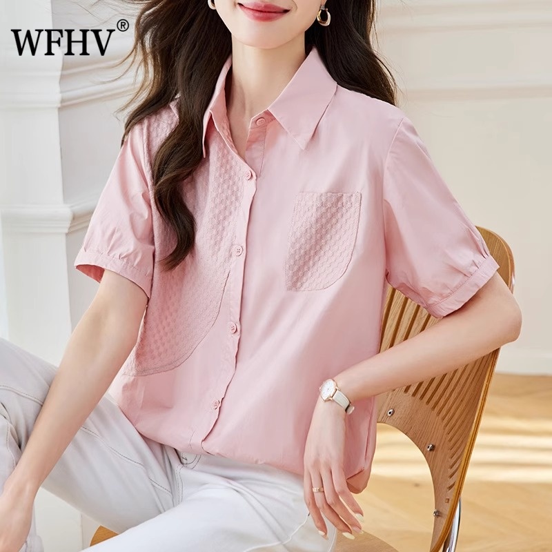衬衣女款2025新款爆款妈妈时尚粉色短袖衬衫夏季设计感休闲上衣