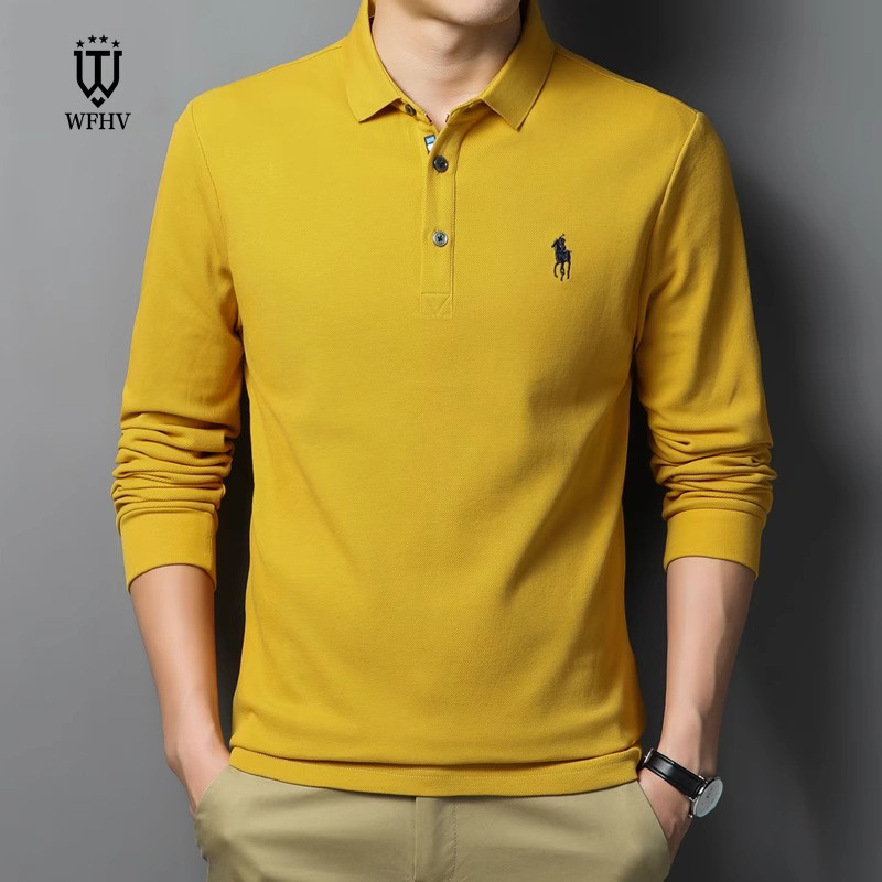名牌长袖t恤男2024年春秋季新款中老年高端polo打底衫爸爸装上衣