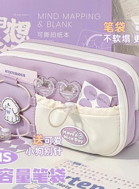 梦幻薰衣草！紫色笔袋女生2025新款小学生初中高颜值ins风文具盒