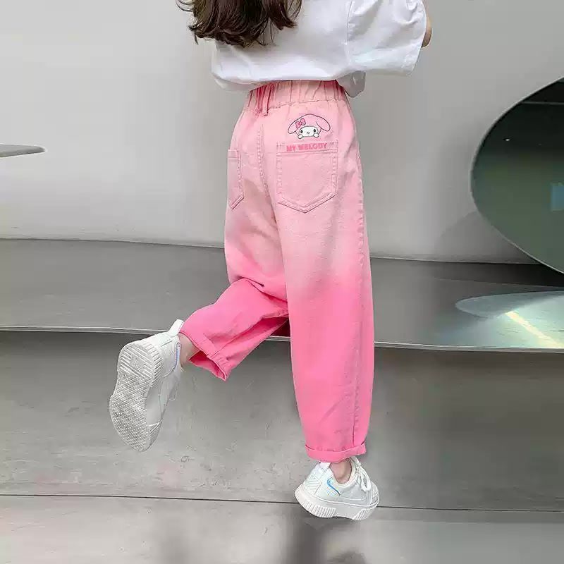 女童牛仔裤新款儿童洋气薄款小女孩公主风春秋款渐变裤子