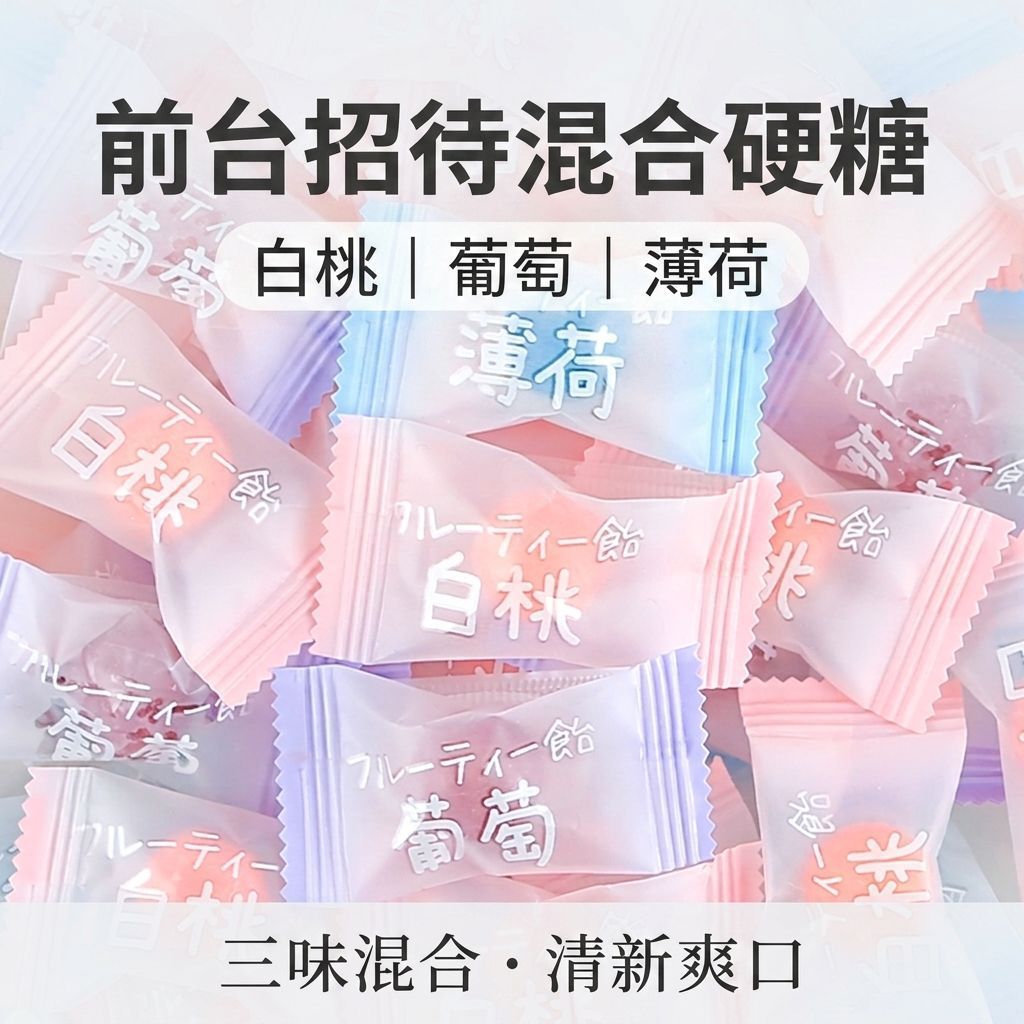 日式白桃味水果硬糖高颜值休闲小零食前台招待网红糖果袋装批发