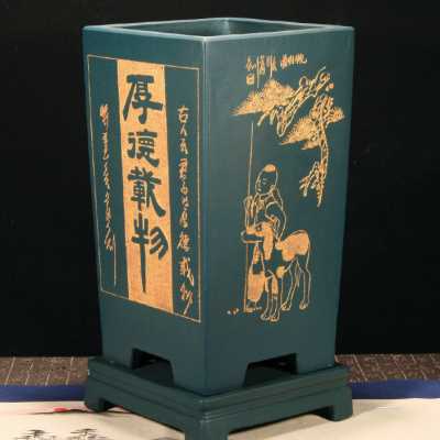 精品四方紫砂花盆透气六方兰花盆新款大号高千筒悬崖君子兰陶瓷盆