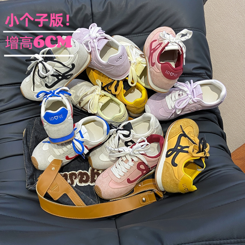 欧货复古德训鞋女2025夏季新款显脚小轻便百搭休闲鞋内增高运动鞋