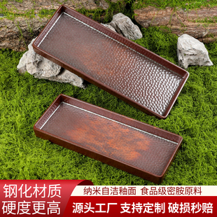 山野风创意火锅店专用牛肉盘长条雪花吊龙盘密胺烤肉盘涮肉盘商用