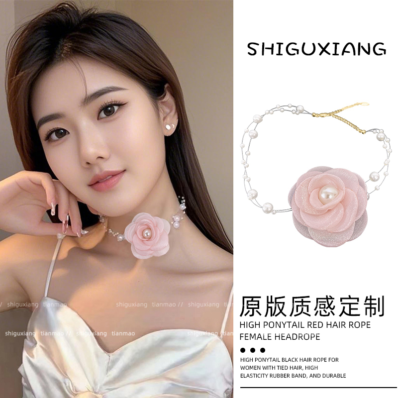 花朵珍珠颈链项链女款2025新款