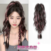 假发抓夹女长发仿真发甜酷瀑布喷泉半扎高马尾发夹辣妹假发辫子