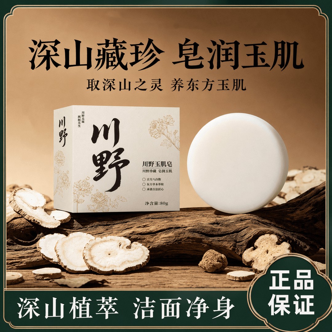 川野玉肌皂古方皂八白散高山植萃保湿草本洗脸皂清洁养肤手工皂