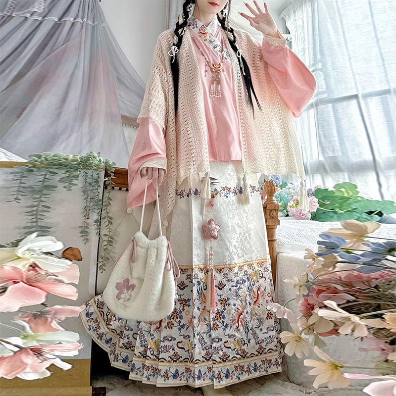 女交领琵琶袖马面裙洛丽塔罩裙l汉服套装
