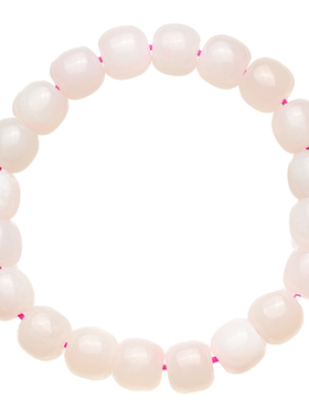 暖言天然和田玉手链女桶珠素圈手饰小众高级感藕粉玉手串闺蜜礼物