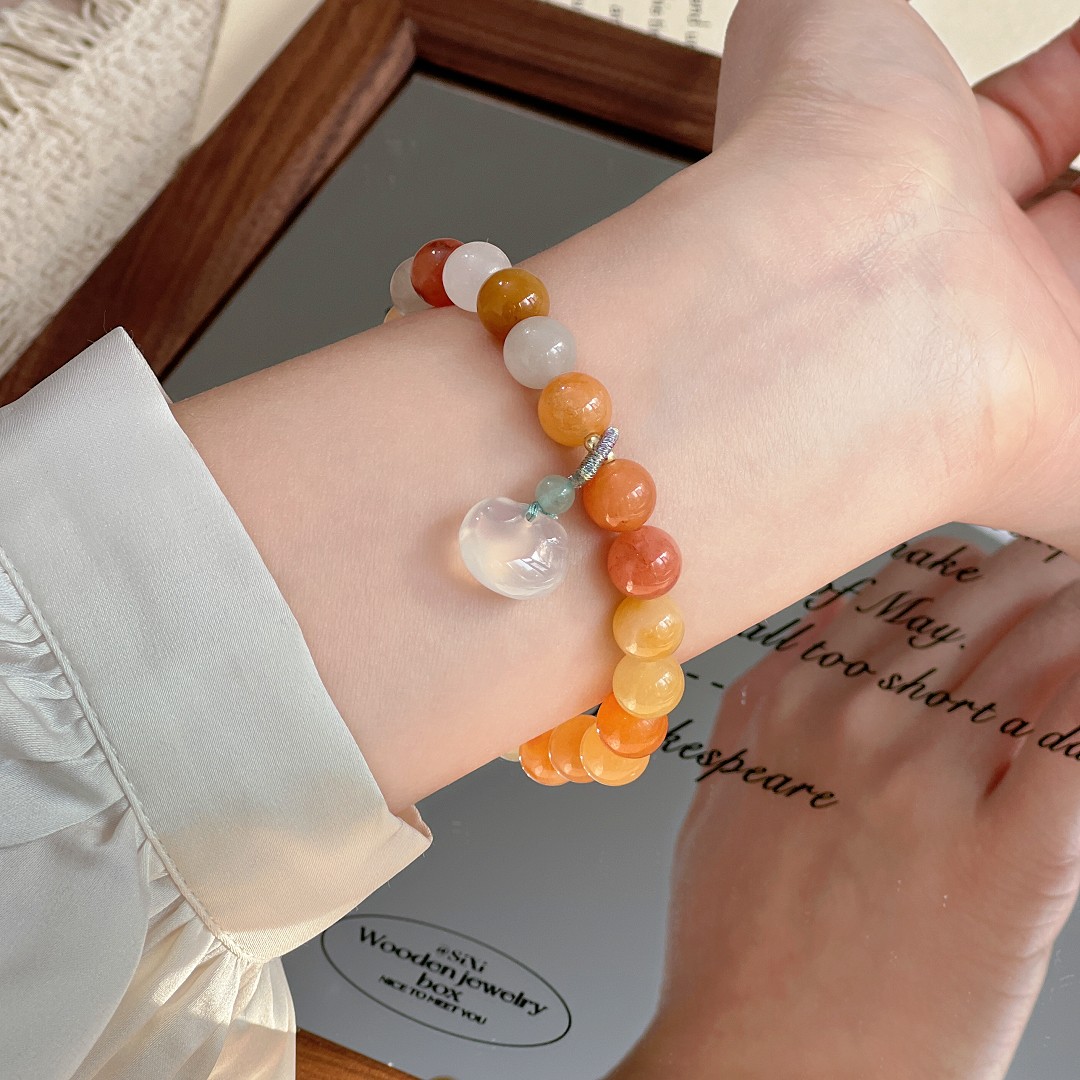 暖言金丝玉手串石英质玉新中式玉髓小锁设计款手链