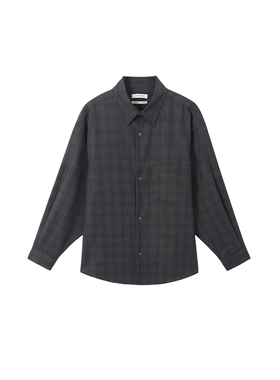 INTERPLAY 羊毛混纺暗色格纹衬衫
