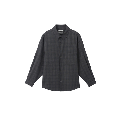 INTERPLAY 羊毛混纺暗色格纹衬衫