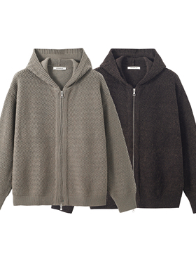 INTERPLAY 老花羊毛连帽毛衣