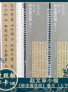 【敦煌写经】妙法莲花经 赵文审小楷书法字卡卷三全2册近距离字帖