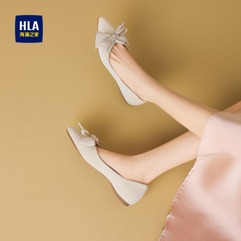 HLA/海澜之家2026新款法式平底单鞋女蝴蝶结浅口仙女鞋舒适通勤鞋,女鞋,浅口单鞋,淘宝优惠券,粉丝福利购,淘宝优惠卷