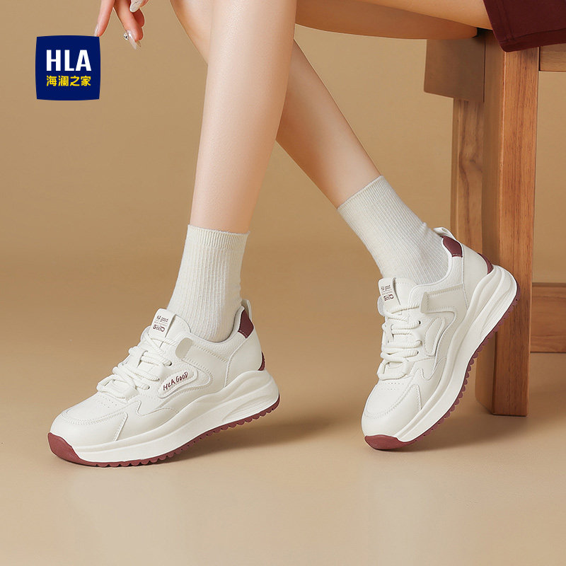 HLA/海澜之家女鞋秋冬新款加绒小白鞋女舒适百搭小蛮腰阿甘老爹鞋,女鞋,时尚休闲鞋,淘宝优惠券,粉丝福利购,淘宝优惠卷