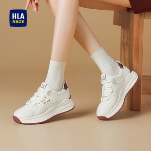 HLA/海澜之家女鞋秋冬新款加绒小白鞋女舒适百搭小蛮腰阿甘老爹鞋