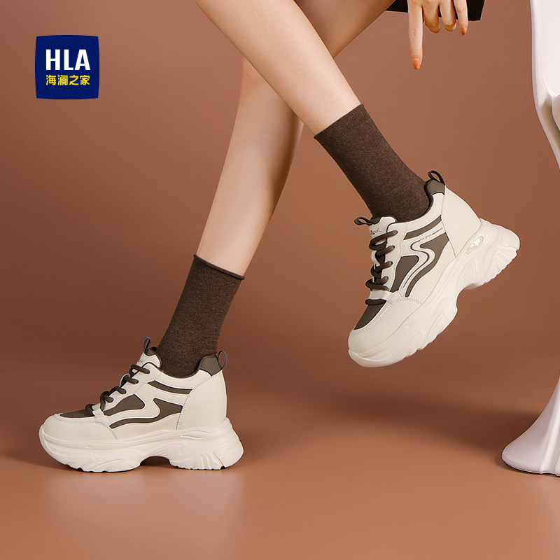 HLA/海澜之家女鞋2025新款老爹鞋女厚底增高显腿长运动休闲小白鞋,女鞋,老爹鞋,淘宝优惠券,粉丝福利购,淘宝优惠卷