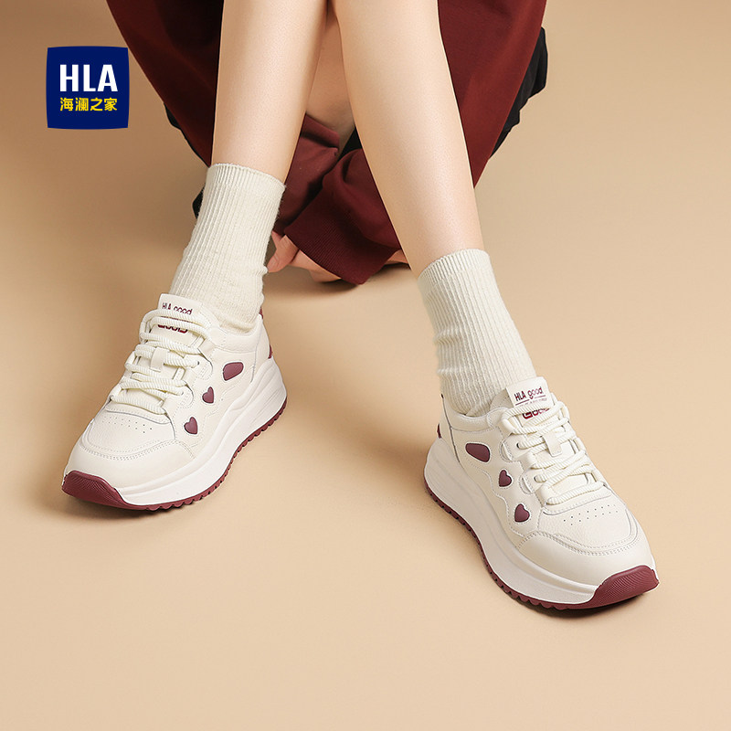 HLA/海澜之家女鞋2025新款休闲鞋女厚底时尚百搭运动小蛮腰阿甘鞋,女鞋,时尚休闲鞋,淘宝优惠券,粉丝福利购,淘宝优惠卷