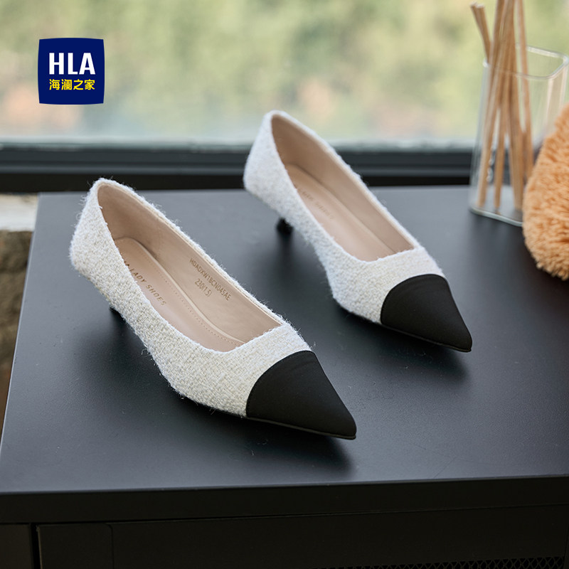 海澜之家细跟高跟鞋女法式小香风2025新款气质名媛低跟尖头单鞋女,女鞋,浅口单鞋,淘宝优惠券,粉丝福利购,淘宝优惠卷