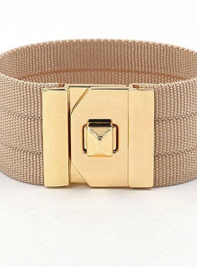 新款彩色织带宽手镯女手链欧美夸张夜店百搭个性金属手环时尚百搭