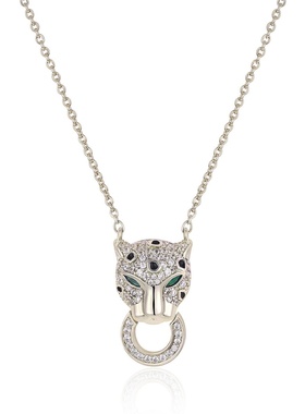 希腊设计师猎豹子头满钻锆石项链轻奢高级感秋冬新款小众设计