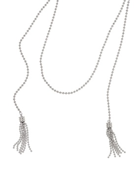 XL538 鲸雨饰品 民族风毛衣链流苏麦穗绳结长款圆珠 钛钢不掉色