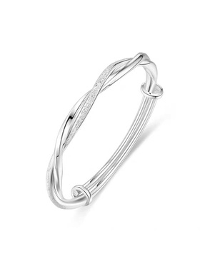 铜镀厚银莫比乌斯手镯双层推拉镯子扭曲编织手环金属新中式设计