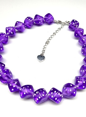 diy亚克力珠子色子朋克风情侣项 网红饰品骰子项链女创意配饰