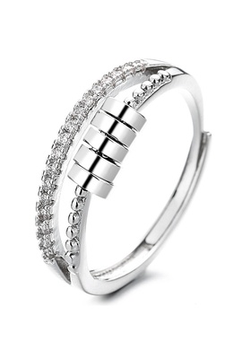 欧美新款 时尚气质三环灵动食指戒 波点多圈转运珠戒指女饰品